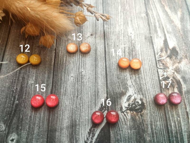 1x Paar Hypoallergene Holzohrstecker in 6Mm, 8 Mm Oder 10 | Ohne Metalle, Handbemalt - Wooden Stud Earrings Resin/Kunstharz 1x Paar Hypoallergene Holzohrstecker in 6Mm, 8 Mm Oder 10 | Ohne Metalle, Handbemalt - Wooden Stud Earrings Resin/Kunstharz von GeoJewelryBySilvi