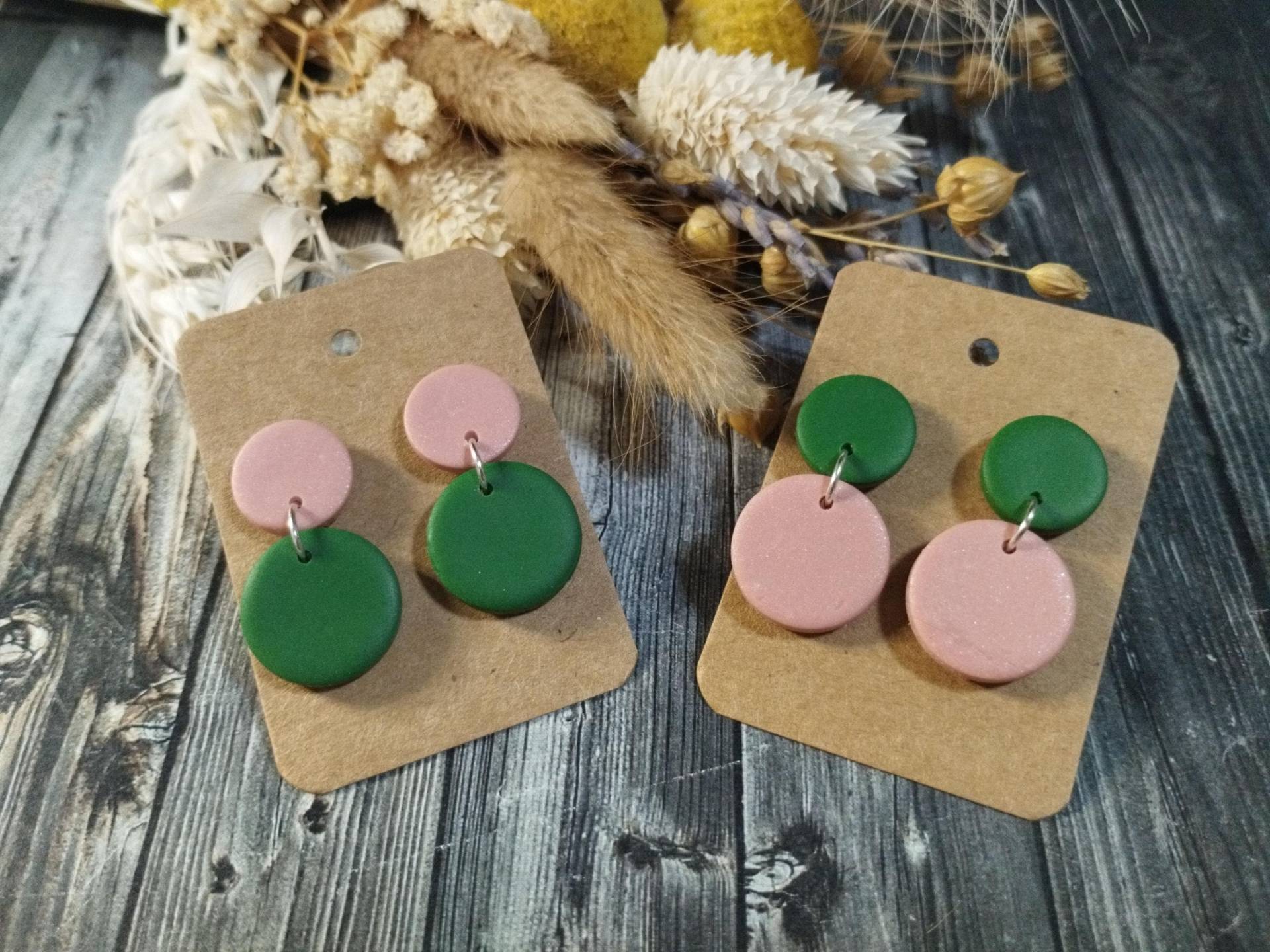 1x Paar Ohrhänger Aus Polymerton Mit Hypoallergenen Kunststoffstecker, Diy von GeoJewelryBySilvi