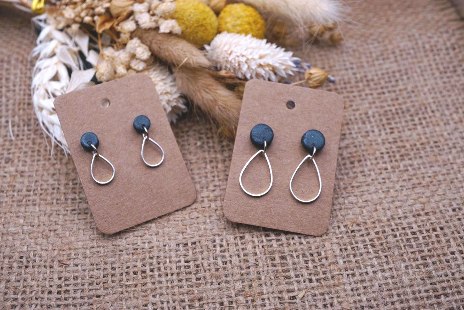 1x Paar Ohrstecker/Ohrhänger Aus Edelstahl Und Polymerton/-Clay in Schwarz, Diy von GeoJewelryBySilvi