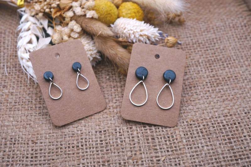 1x Paar Ohrstecker/Ohrhänger Aus Edelstahl Und Polymerton/-Clay in Schwarz, Diy 1x Paar Ohrstecker/Ohrhänger Aus Edelstahl Und Polymerton/-Clay in Schwarz, Diy von GeoJewelryBySilvi