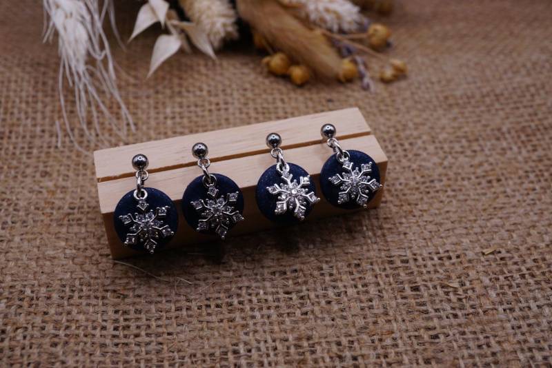 1x Paar Ohrstecker Aus Edelstahl Mit Einem Anhänger Polymerton Und Einer Tollen Silbernen Schneeflocke, Diy 1x Paar Ohrstecker Aus Edelstahl Mit Einem Anhänger Polymerton Und Einer Tollen Silbernen Schneeflocke, Diy von GeoJewelryBySilvi