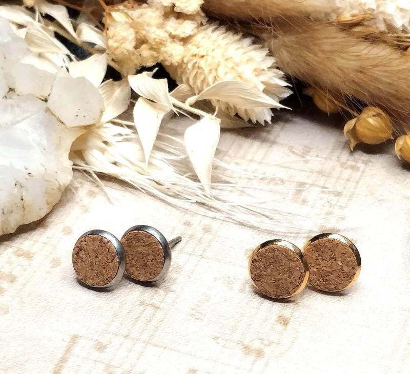1x Paar Ohrstecker Aus Kork Mit Silbernen Oder Goldenen Edelstahlstecker, Diy 1x Paar Ohrstecker Aus Kork Mit Silbernen Oder Goldenen Edelstahlstecker, Diy von GeoJewelryBySilvi