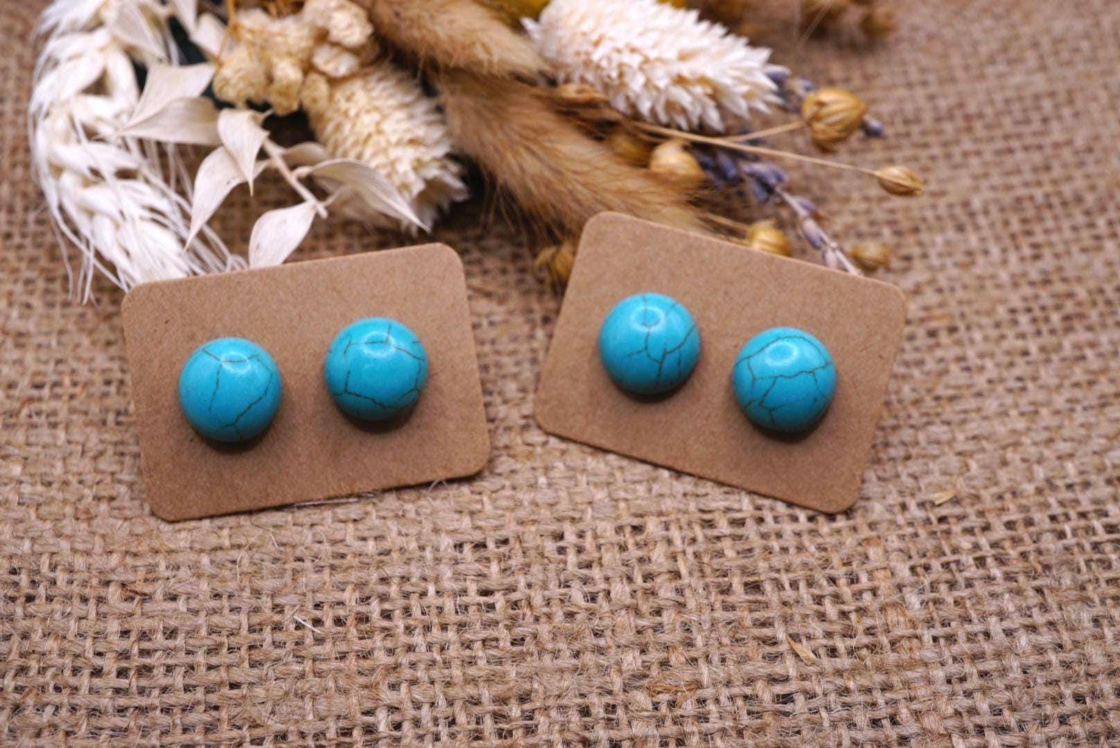 1x Paar Ohrstecker Aus Türkis - Hypoallergen Mit Kunststoffstecker Oder Wahlweise Edelstahlstecker, Diy von GeoJewelryBySilvi