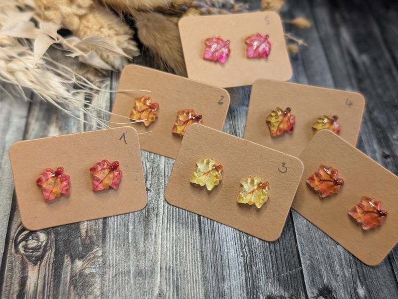 1x Paar Ohrstecker "Herbstblatt Ahorn" - Hypoallergen Ohne Metalle Gefertigt , Diy Resinart 1x Paar Ohrstecker "Herbstblatt Ahorn" - Hypoallergen Ohne Metalle Gefertigt , Diy Resinart von GeoJewelryBySilvi