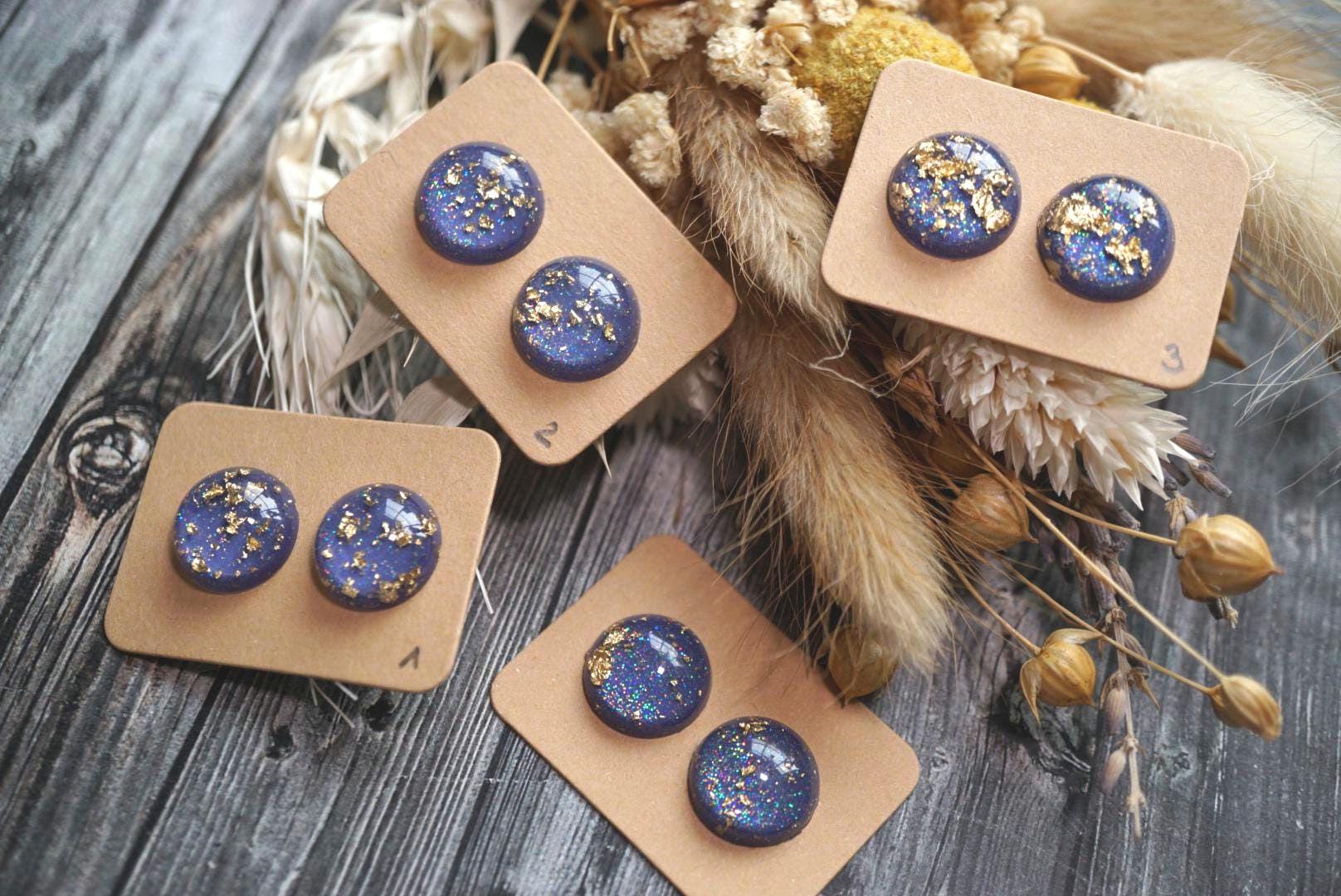 1x Paar Ohrstecker - Hypoallergen Mit Kunststoffstecker Oder Wahlweise Edelstahlstecker, Kunstharz Resin, Diy von GeoJewelryBySilvi