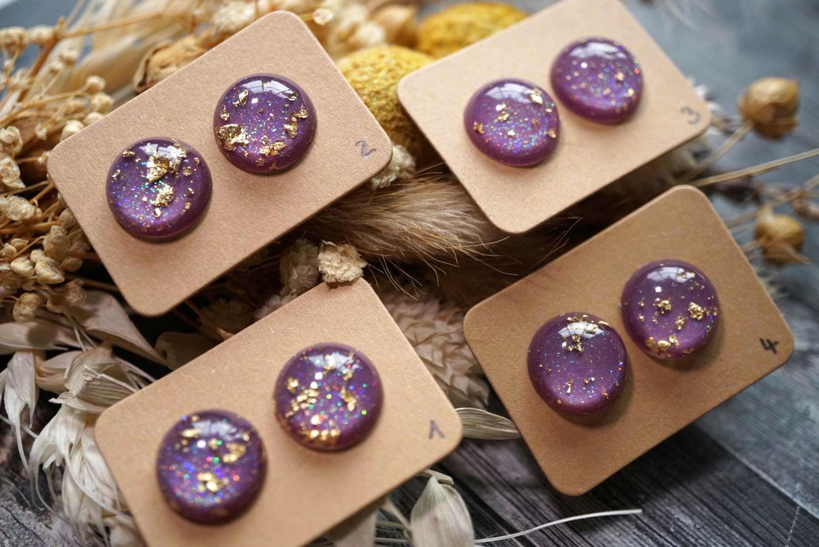 1x Paar Ohrstecker - Hypoallergen Mit Kunststoffstecker Oder Wahlweise Edelstahlstecker, Kunstharz Resin, Diy von GeoJewelryBySilvi