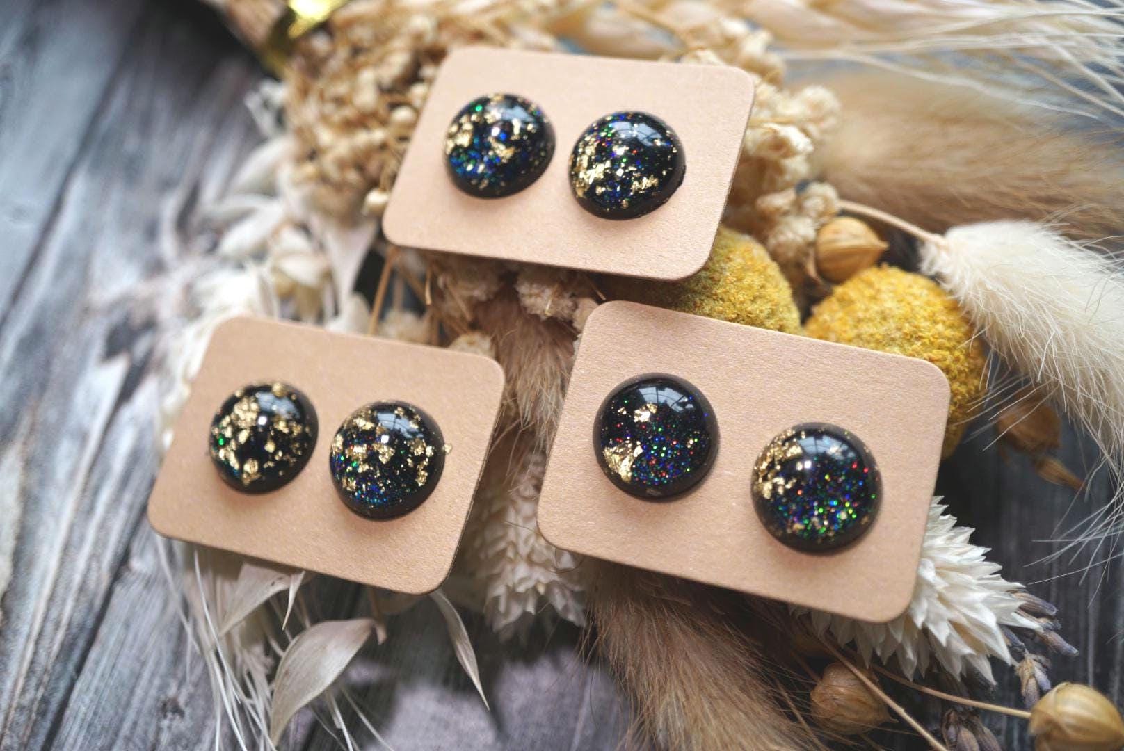 1x Paar Ohrstecker - Hypoallergen Mit Kunststoffstecker Oder Wahlweise Edelstahlstecker, Kunstharz Resin, Diy von GeoJewelryBySilvi