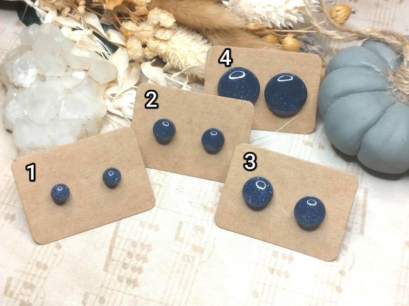 1x Paar Ohrstecker Unikate Aus Dunkelblauen Polymer Clay Und Edelstahlstecker, Diy - Resinart von GeoJewelryBySilvi