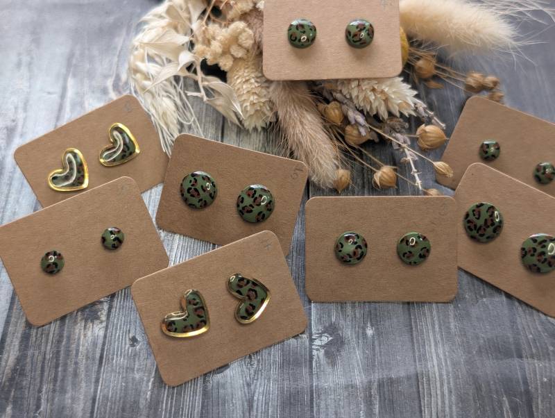 1x Paar Ohrstecker Unikate Aus Olivgrünem Polymerton/-Clay, Leoprint Und Edelstahl, Handmade & Diy 1x Paar Ohrstecker Unikate Aus Olivgrünem Polymerton/-Clay, Leoprint Und Edelstahl, Handmade & Diy von GeoJewelryBySilvi