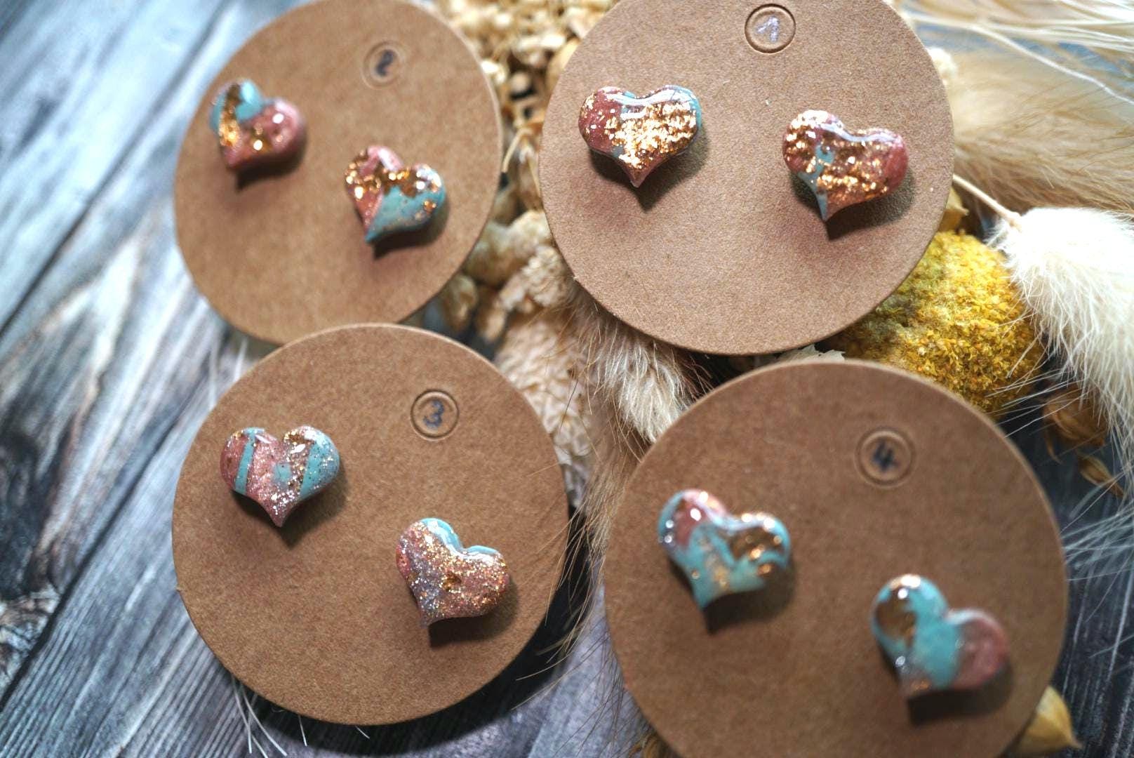 1x Paar Ohrstecker Unikate Aus Polymerton/-Clay | Hypoallergen Ohne Metalle, Diy Resinart von GeoJewelryBySilvi