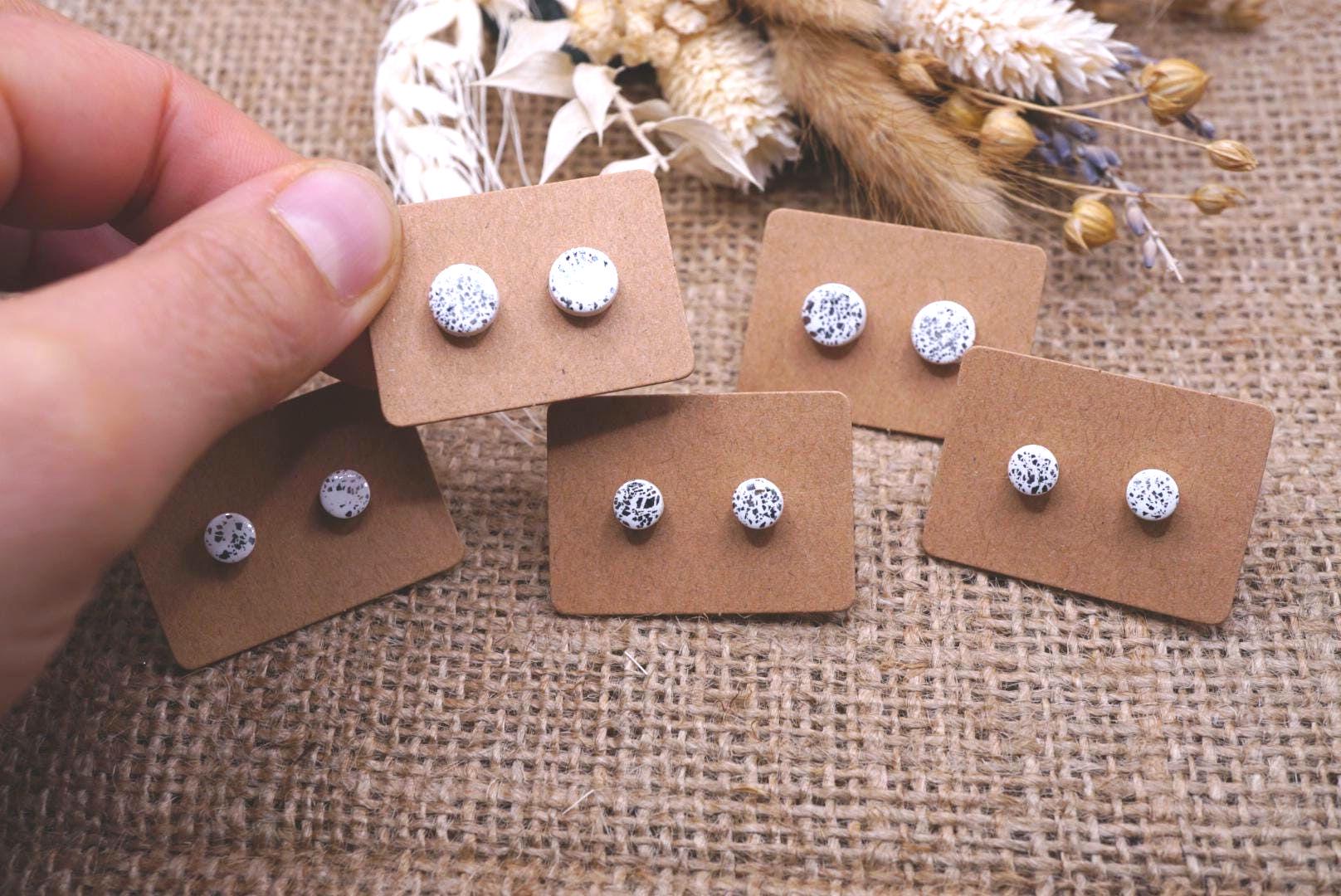 1x Paar Ohrstecker Unikate Aus Polymerton Mit Silbernen Metallflocken | Hypoallergen Ohne Metalle, Diy Resinart von GeoJewelryBySilvi