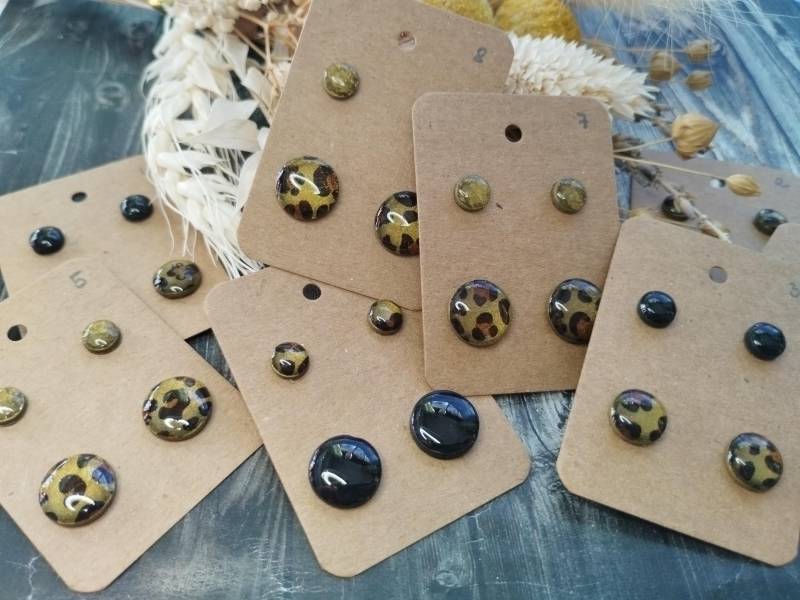 2Er Set Leoprint Ohrstecker Der Kollektion "Oliv" Aus Polymerton/-Clay Und Kunstharz, Handmade & Diy von GeoJewelryBySilvi