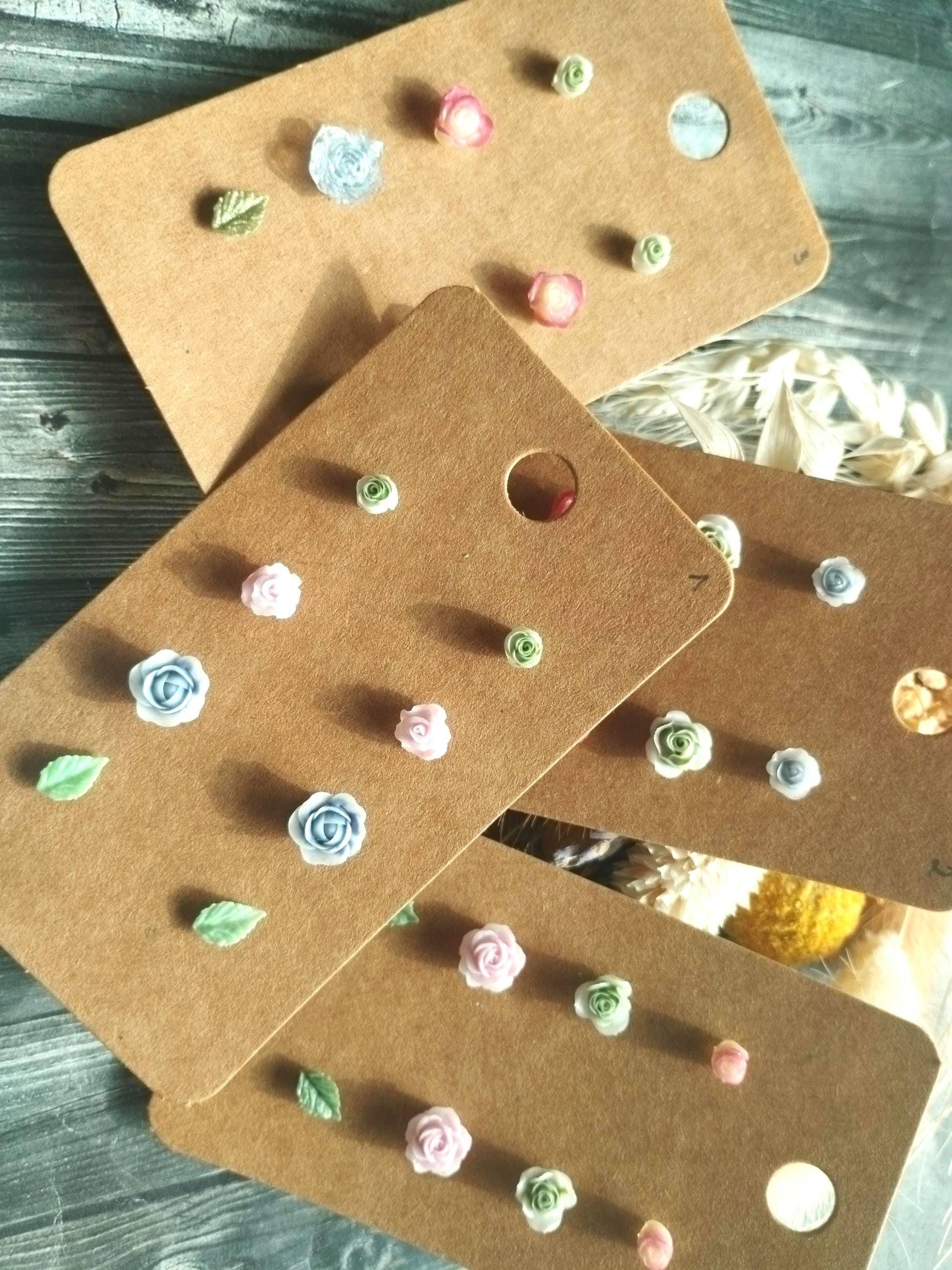 4Er Set "Florale Ohrstecker" - Hypoallergene Ohrstecker, Ohne Metalle Resin/Kunstharz von GeoJewelryBySilvi