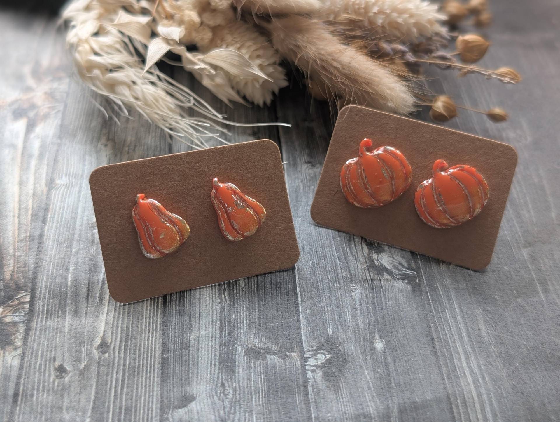 Herbstliche Ohrstecker Aus Polymerton/-Clay Und Edelstahl, Handmade & Diy von GeoJewelryBySilvi