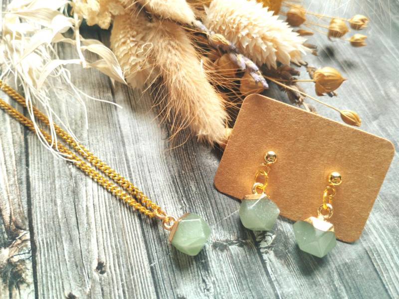 Schmuckset Aus Aventurin - Handmade Unikat von GeoJewelryBySilvi