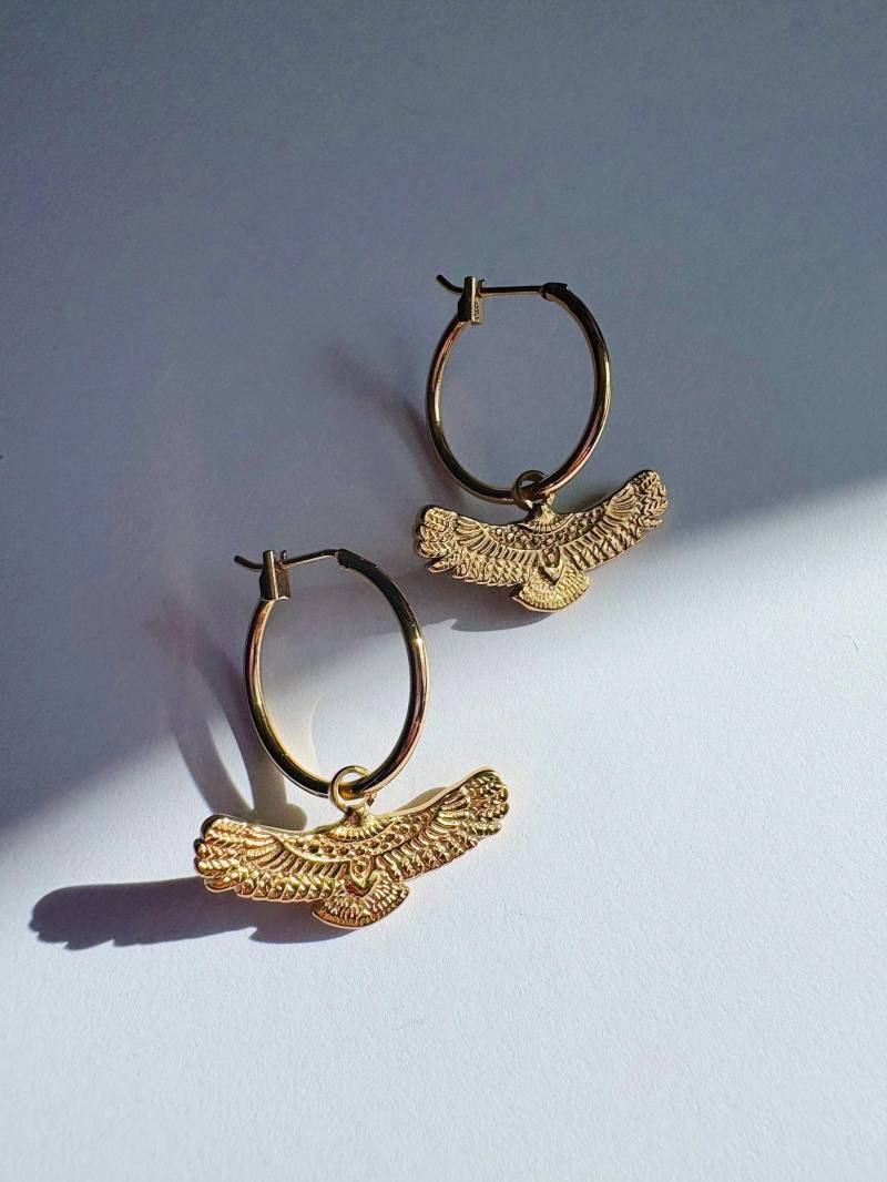 Fliegender Adler Creolen ~ Vergoldete Mit Abnehmbaren Adleranhänger Made in Philadelphia Fly Eagles von GeoMetricGem