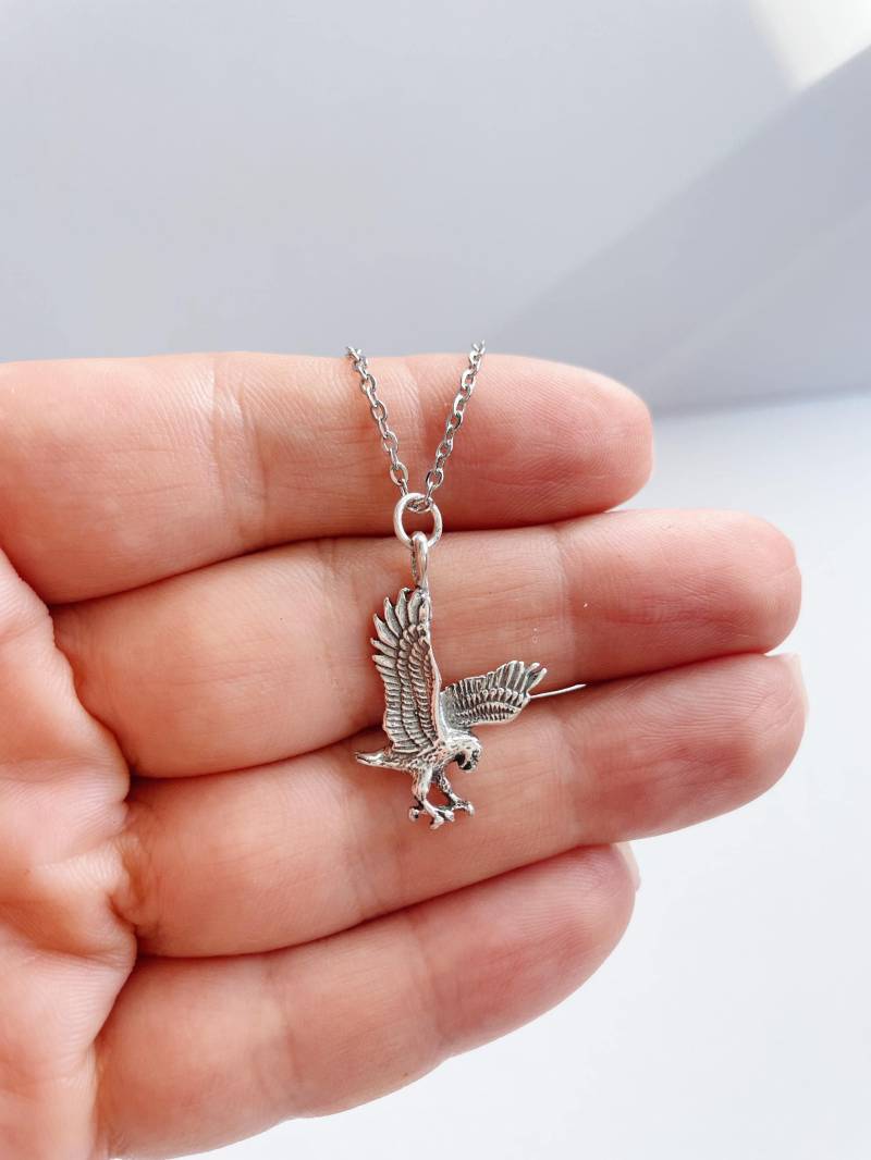 sterling Silber Adler Halskette ~ Edelstahl Zarte Kette Charm Anhänger Handgemacht in Philadelphia Philly Eagles von GeoMetricGem