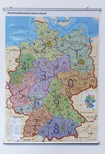 GeoMetro XL Postleitzahlenkarte Deutschland magnethaftend mit Metallleisten und Laminierung, beschreibbar, für Magnete geeignet, inkl. Online-PLZ-Karte GeoMetro XL Postleitzahlenkarte Deutschland magnethaftend mit Metallleisten und Laminierung, beschreibbar, für Magnete geeignet, inkl. Online-PLZ-Karte von GeoMetro