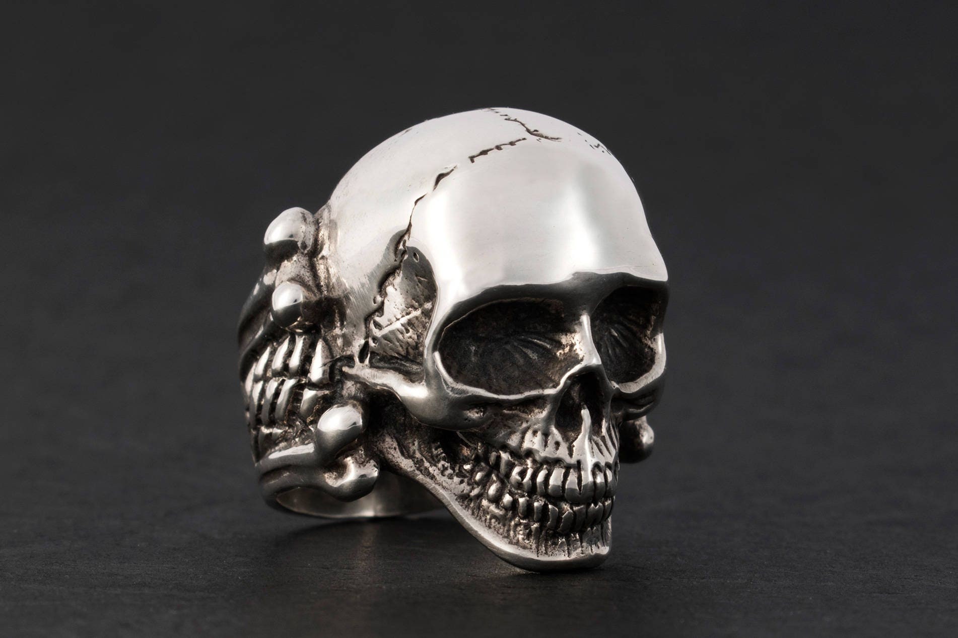 Pirate Skull & Bones Totenkopf Sterling Silber 925 Ring von GeoartSilversmith