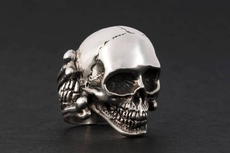 Pirate Skull & Bones Totenkopf Sterling Silber 925 Ring von GeoartSilversmith