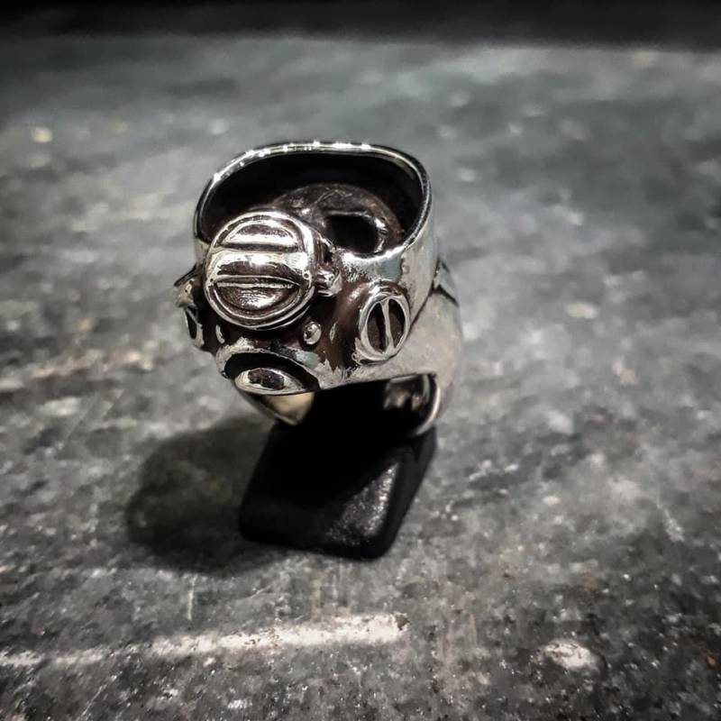 Taucher Totenkopf Ring Sterling Silber Schmuck Taucher Totenkopf Ring Sterling Silber Schmuck von GeoartSilversmith