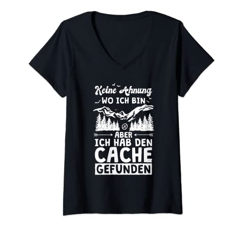 Damen Geocaching Design Geocache Geocacher GPS Geocaching T-Shirt mit V-Ausschnitt von Geocacher Ausrüstung und Geocaching Zubehör