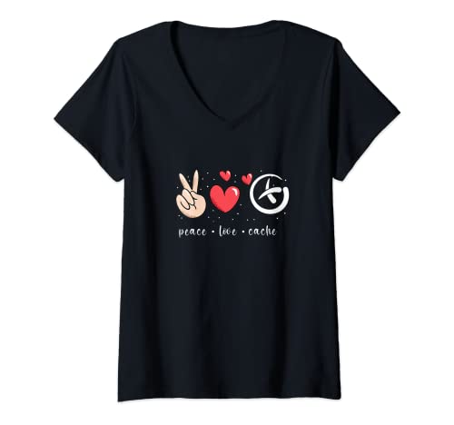 Damen Peace Love Geocaching - Geocaching T-Shirt mit V-Ausschnitt Damen Peace Love Geocaching - Geocaching T-Shirt mit V-Ausschnitt von Geocaching Zubehör Geocacher Souvenirs