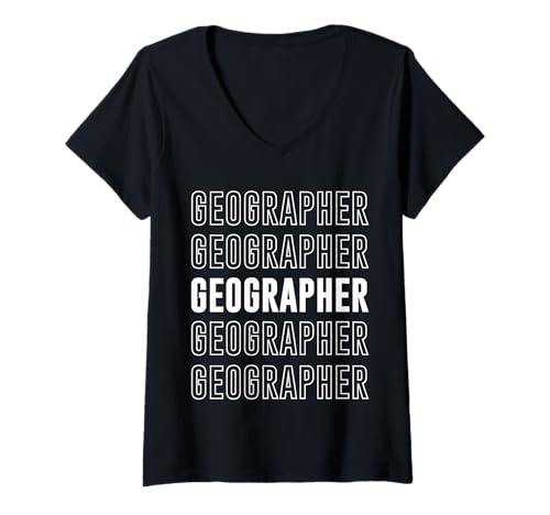 Damen Geograf T-Shirt mit V-Ausschnitt von Geographer Apparel