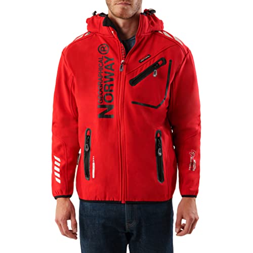 Geographical Norway Herren Softshell Outdoor Jacke Rainman Turbo-Dry Kapuze (L, Red) von Geographical Norway