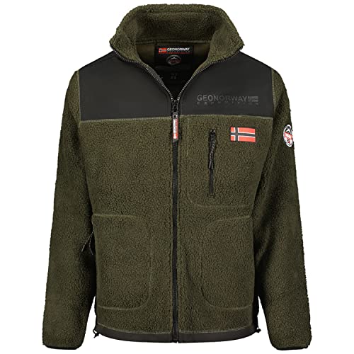 GEO NORWAY Herren Jacke 2-Tone Fleecejacke Teddy Look WW4950H/GNO L kaki von Geographical Norway