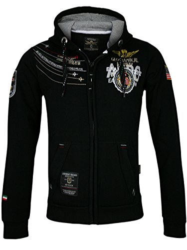 Geographical Norway Herren Kapuzen Sweatshirt Hoodie Jacke -Aerosquat Magnum- in Schwarz WK315 GN + Jolie Magazin Gratis! von Geographical Norway