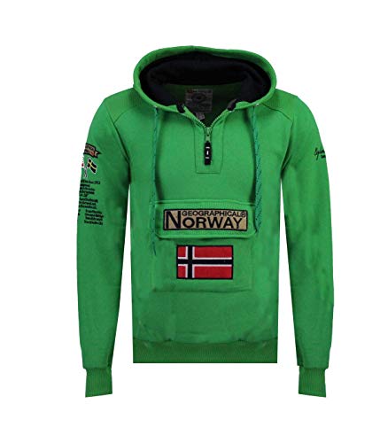 GYMCLASS MEN - Herren Kapuzen SweatJacke - Sweater Manner Basic Fit Classic Hoody-Logo-Kapuzenpullover-Kapuzenjacke - Langarm-Kapuzenpulli Regular Hoodie (FLUORESZIERENDES GRÜN XL) von Geographical Norway