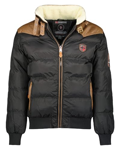 Geographical Norway ABRAMOVITCH MEN - Herren Warme Jacke Gewebe - Dicken Mantel Kapuze Outdoor Pelzmantel - Winterjacke Jacken Outdoor Perfekt Ourdoorjacke Schwarz - 3XL von Geographical Norway