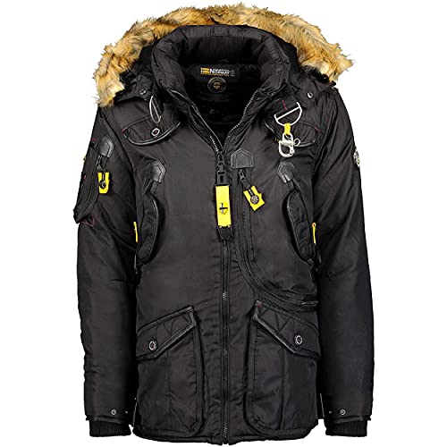 Geographical Norway AGAROS MEN - Herren Warm Wasserdicht Parka - Mantel Dicke Kapuze Pelz Outdoor - Warme Winddichte Jacke Winter Outdoor Futter - Jacke Herren SCHWARZ XXL von Geographical Norway