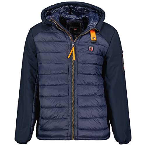 Geographical Norway Abator Men - Winterjacke Herren Warme Steppung Mann Herbst Winter - Warme Manteljacke leicht Kapuze - Daunenjacke Windstopper Langarm Polsterung - Männer (Marineblau L) von Geographical Norway