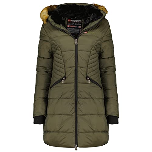 Geographical Norway Abeille Lady - Warmer Halbdicker Parka Frauen Herbst Winter - Feiner Mantel Kapuze Und Kunstpelz - Windjacke - Ideal Elegantes Geschenk Frauen (Khaki S-Größe 1) von Geographical Norway