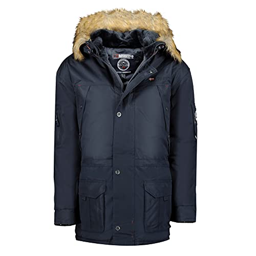 Geographical Norway Abiosaure Men Distribrands - Männliche wasserdichte warme Jacke - Outdoor Pelzmantel mit Kapuze - Outdoor Windjacke - Winterjacke - Outdoor Futter von Geographical Norway