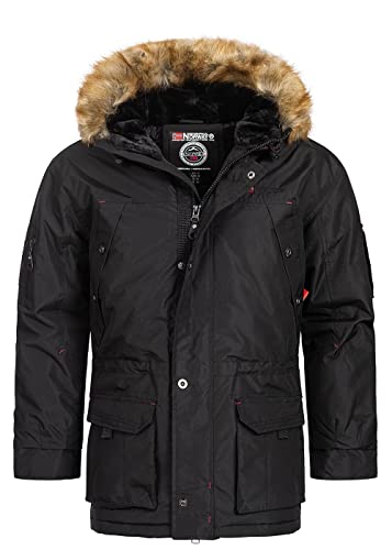 Geographical Norway Abiosaure Men - Men's Comfortable Autumn Winter Warm Parka - Waterproof Coat Outdoor Fur Hooded Jacket - Winter Windbreaker Jacket Man (Black XL) von Geographical Norway