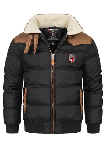 Geographical Norway Abramovitch Men Distribrands - Herren Warme Jacke Gewebe - Dicken Mantel Kapuze Outdoor Pelzmantel - Winterjacke Jacken Outdoor Perfekt Ourdoorjacke (Schwarz M) von Geographical Norway