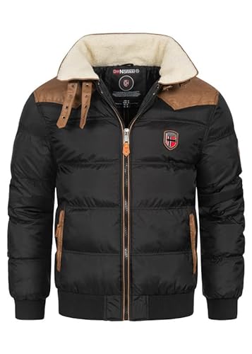 Geographical Norway Abramovitch Men Distribrands - Herren Warme Jacke Gewebe - Dicken Mantel Kapuze Outdoor Pelzmantel - Winterjacke Jacken Outdoor Perfekt Ourdoorjacke (Schwarz XL) von Geographical Norway