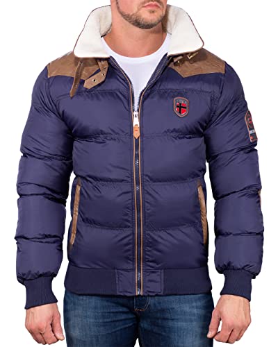 Geographical Norway Abramovitch Men – Mantel warm, Pelz Herbst Winter – warme Herrenjacke Langarm Winddicht Parka Stil – für Männer (Marine 6XL), marine, 6X-Large von Geographical Norway