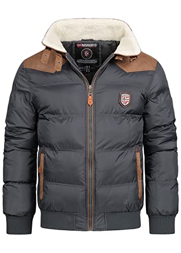 Geographical Norway Abramovitch Men - Warm Coat Fur Seasons Autumn Winter Spring - Men's Comfortable Jacket Long Sleeve Windproof Parka Style - Men, Dark grey, XL von Geographical Norway