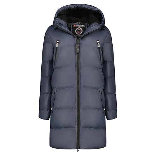 Geographical Norway Adrianna Lady - Winterjacke Damen Warme Steppung Mann Herbst Winter - Warme Manteljacke leicht Kapuze - Daunenjacke Windstopper Langarm Polsterung - Frauen (Marineblau L) von Geographical Norway