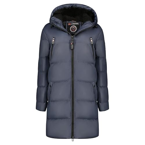 Geographical Norway Adrianna Lady - Winterjacke Damen Warme Steppung Mann Herbst Winter - Warme Manteljacke leicht Kapuze - Daunenjacke Windstopper Langarm Polsterung - Frauen (Marineblau S) von Geographical Norway