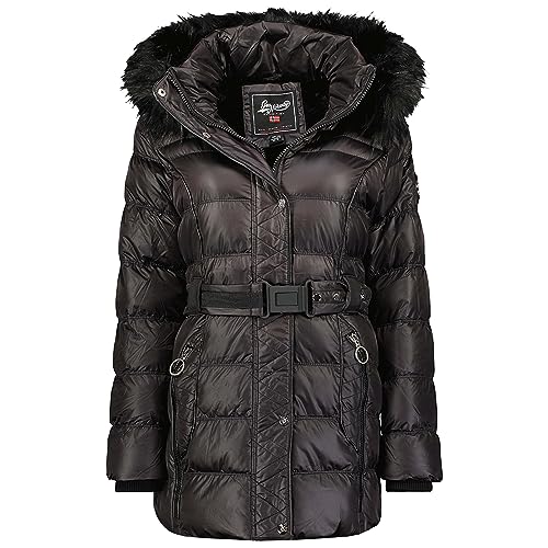 Geographical Norway Aimeraude Lady - Winterjacke Damen Warme Steppung Mann Herbst Winter - Warme Manteljacke leicht Kapuze - Daunenjacke Windstopper Langarm Polsterung - Frauen (Schwarz XL) von Geographical Norway