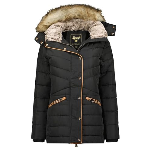 Geographical Norway Ajuju Lady - Winterjacke Damen Warme Steppung Mann Herbst Winter - Warme Manteljacke leicht Kapuze - Daunenjacke Windstopper Langarm Polsterung - Frauen (Schwarz XL) von Geographical Norway