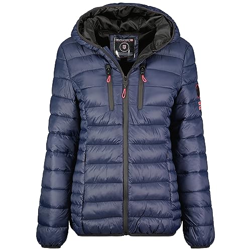 Geographical Norway Alaric Lady - Winterjacke Damen Warme Steppung Mann Herbst Winter - Warme Manteljacke leicht Kapuze - Daunenjacke Windstopper Langarm Polsterung - Frauen (Marineblau M) von Geographical Norway