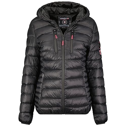 Geographical Norway Alaric Lady - Winterjacke Damen Warme Steppung Mann Herbst Winter - Warme Manteljacke leicht Kapuze - Daunenjacke Windstopper Langarm Polsterung - Frauen (Schwarz S) von Geographical Norway