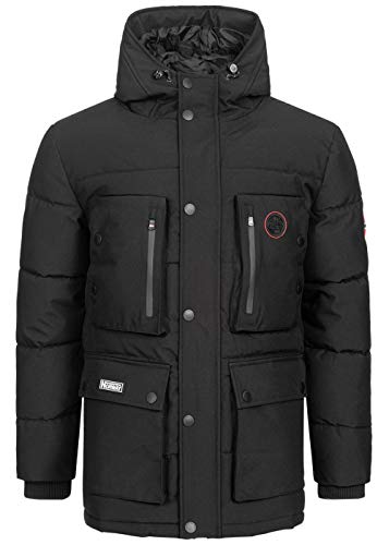 Geographical Norway Albert Men - Warmer Parka Mann Herbst Winter - Breiter Mantel Wasserabweisend Kapuze - Warme Jacke Windbreaker Jacke Männer - Ideal Geschenk (Schwarz M) von Geographical Norway