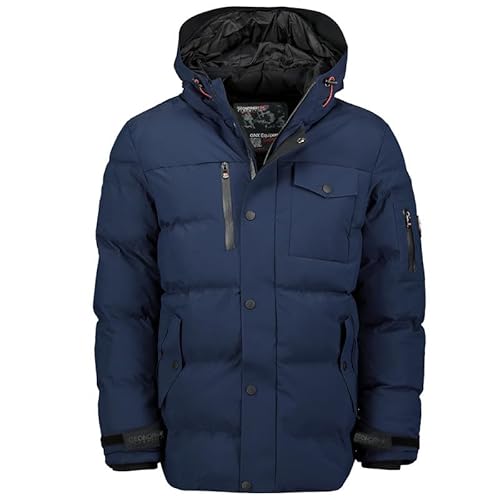 Geographical Norway Aldesto Men - Winterjacke Herren Warme Steppung Mann Herbst Winter - Warme Manteljacke leicht Kapuze - Daunenjacke Windstopper Langarm Polsterung - Männer (Marineblau M) von Geographical Norway